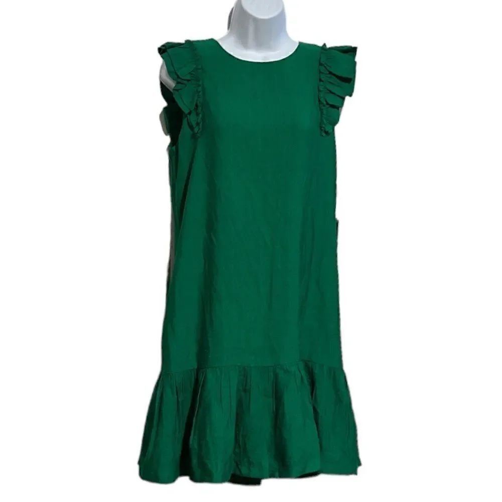 CeCe Women's Short Ruffled Flutter-Sleeve Dress Green Size 6